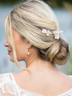 Haaraccessoires|Ivory & Co set van Fleur gebloemde keramische haarspelden