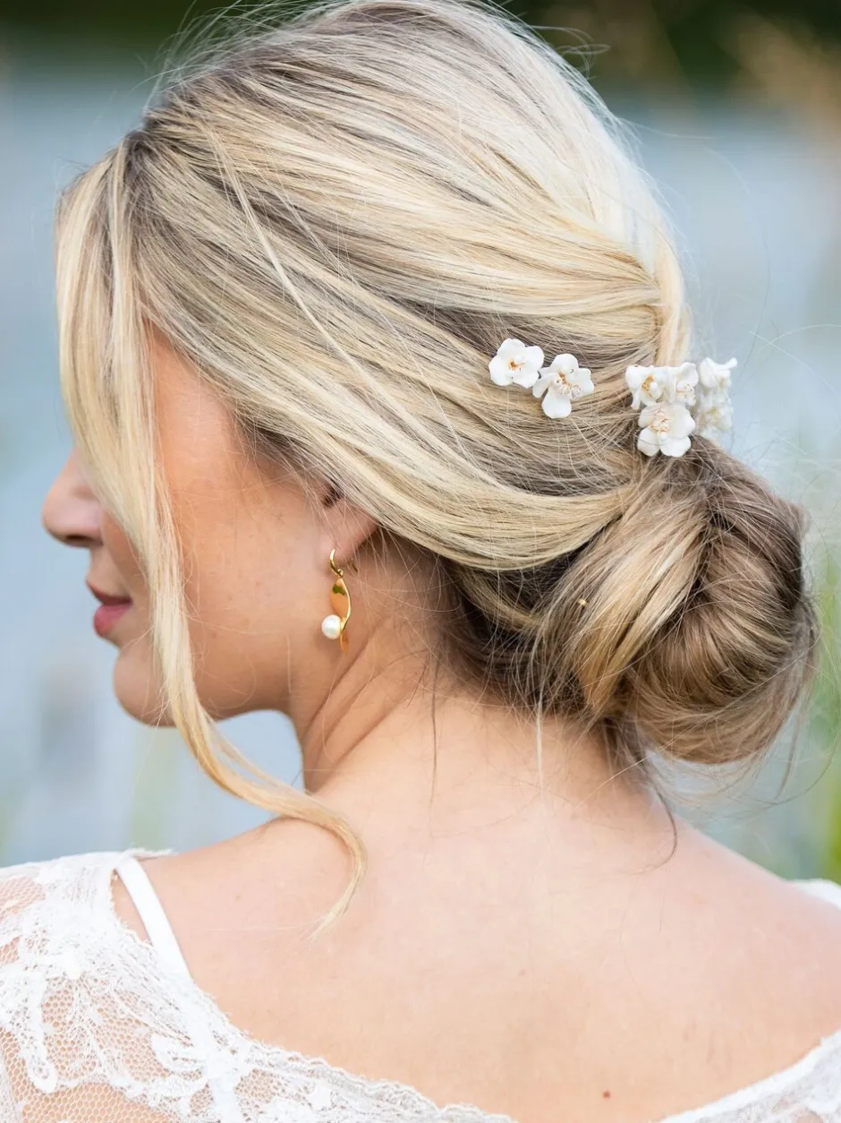 Haaraccessoires|Ivory & Co set van Fleur gebloemde keramische haarspelden