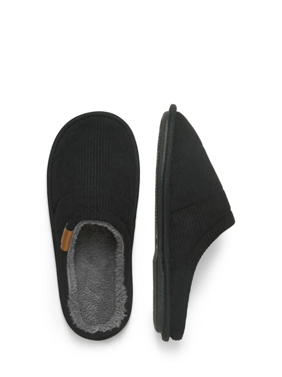 Pantoffels|JACK & JONES JUNIOR Courdroy Mule Black Slippers