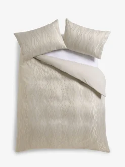 Beddengoedsets En Dekbedovertrekken*Next Jacquard dekbedovertrek en kussensloopset met ruitdessin Champagne-goud