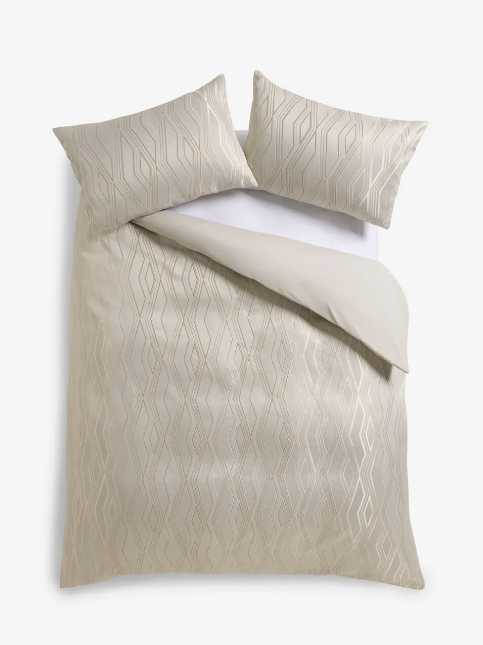 Beddengoedsets En Dekbedovertrekken*Next Jacquard dekbedovertrek en kussensloopset met ruitdessin Champagne-goud