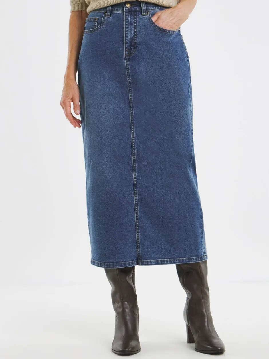 Rokken*JD Williams Mid Wash 24/7 Denim Maxi Skirt