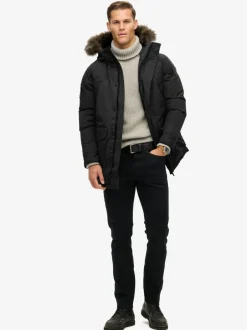 Jassen En Jacks*Superdry - Everest parka met imitatiebont Jet black