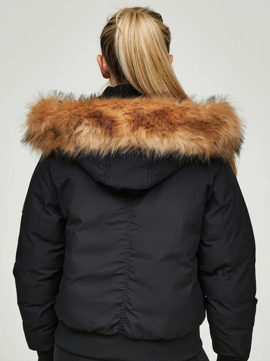 Jassen En Jacks*Zavetti Canada - Womens Olivia Bomber 100% Cotton Jacket Jet black