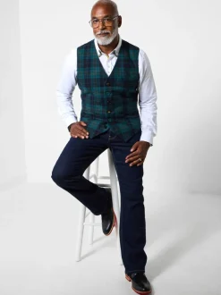 Vesten|Joe Browns Contrast Buttons Check Trim Tailored Waistcoat