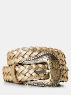 Ceintuurs|Joe Browns gevlochten metallic suède riem