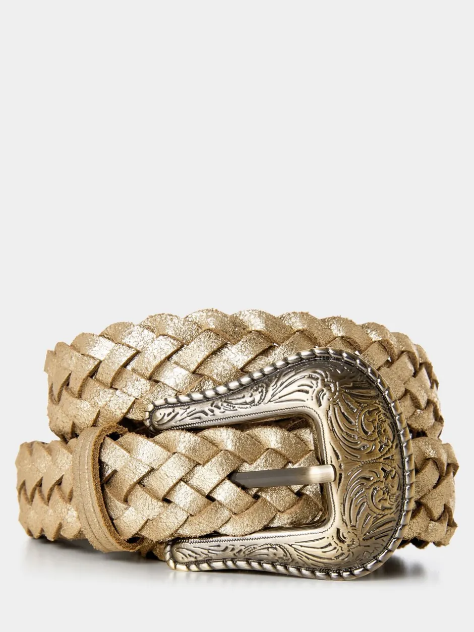 Ceintuurs|Joe Browns gevlochten metallic suède riem