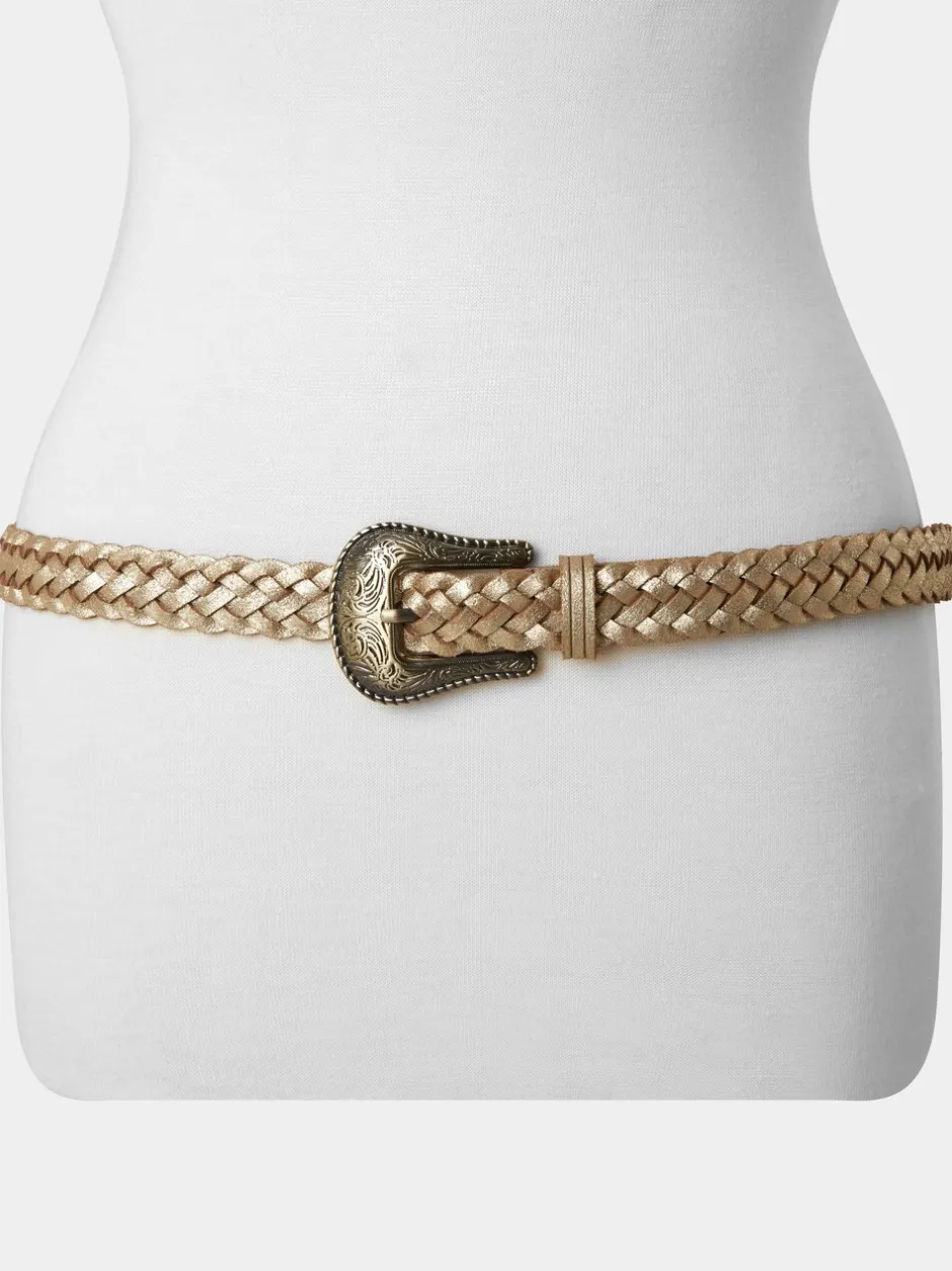 Ceintuurs|Joe Browns gevlochten metallic suède riem