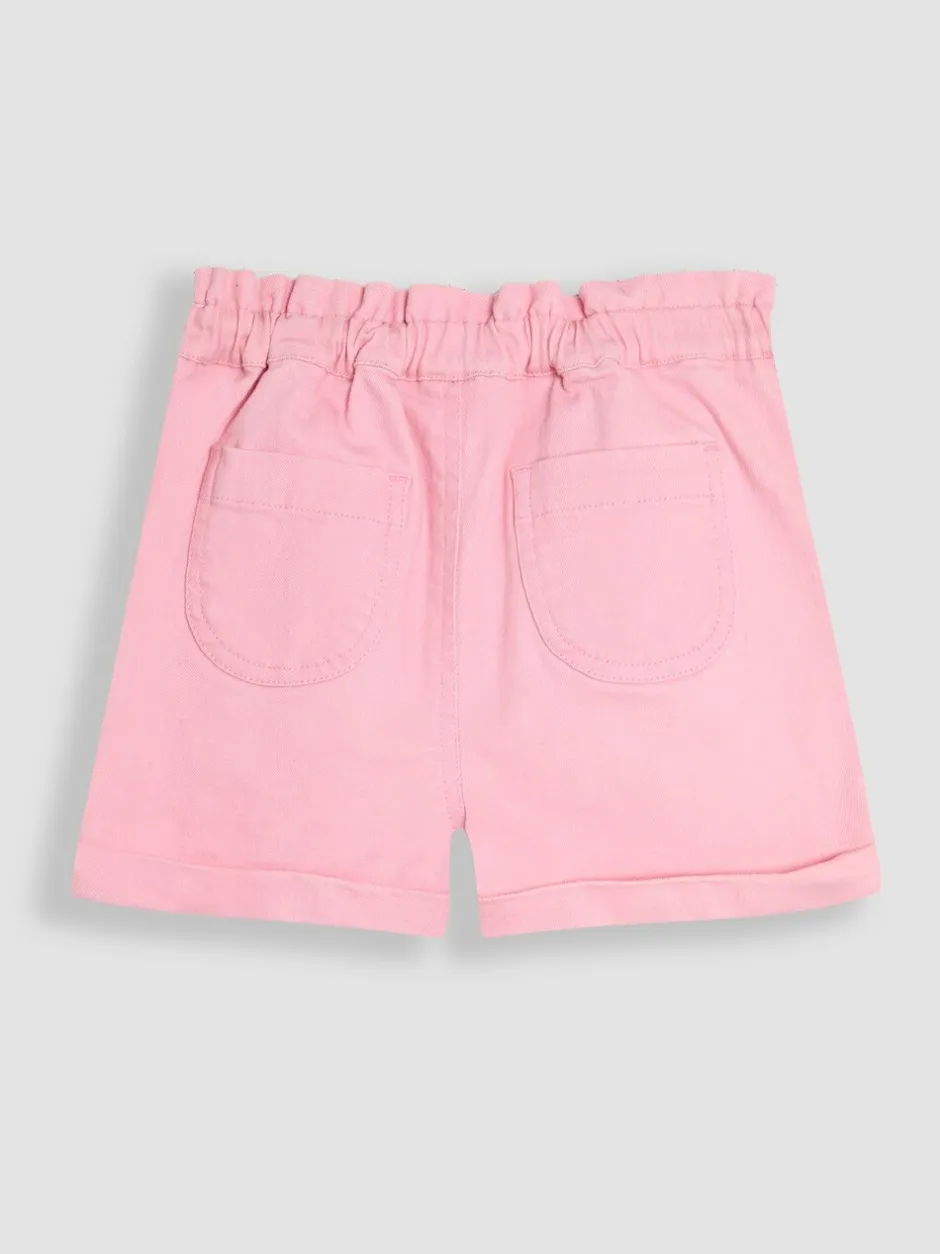 Shorts*Jojo Maman Bébé - 100% katoenen keperstof shorts met geborduurde omgeslagen zoom