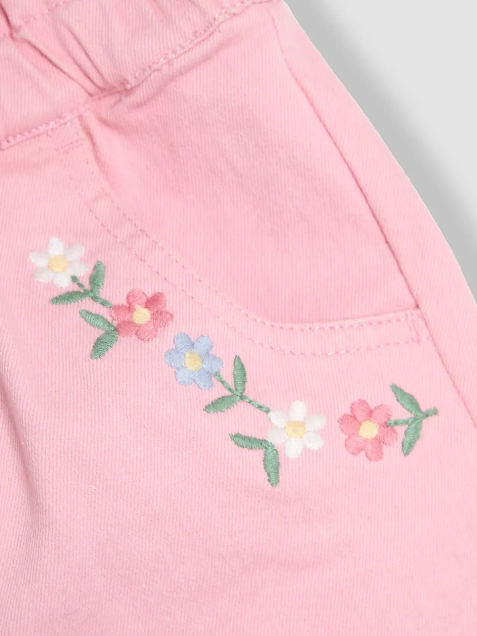 Shorts*Jojo Maman Bébé - 100% katoenen keperstof shorts met geborduurde omgeslagen zoom