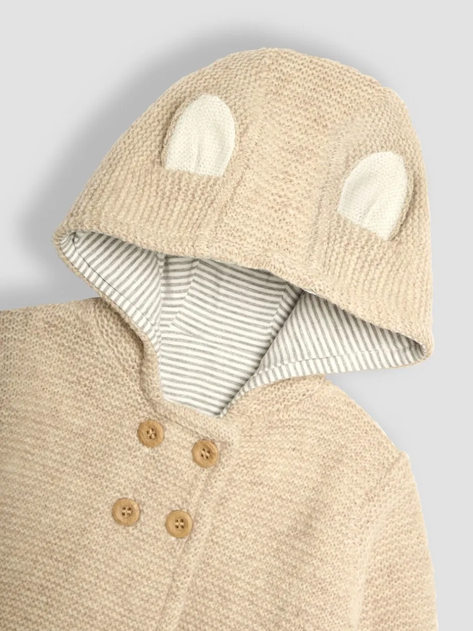 Gebreide Kleding*Jojo Maman Bébé - Babyvest met beer en capuchon