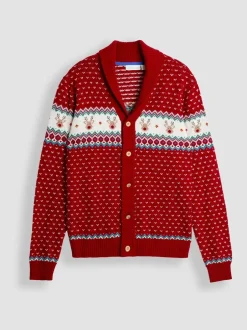 Gebreide Kleding|Jojo Maman Bébé - Gebreid vest met rendierprint en fairislemotief voor heren