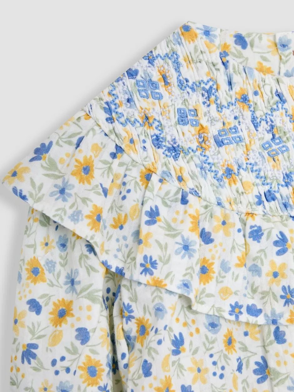 Overhemden En Blouses|Jojo Maman Bébé - Gesmokte blouse met ruches