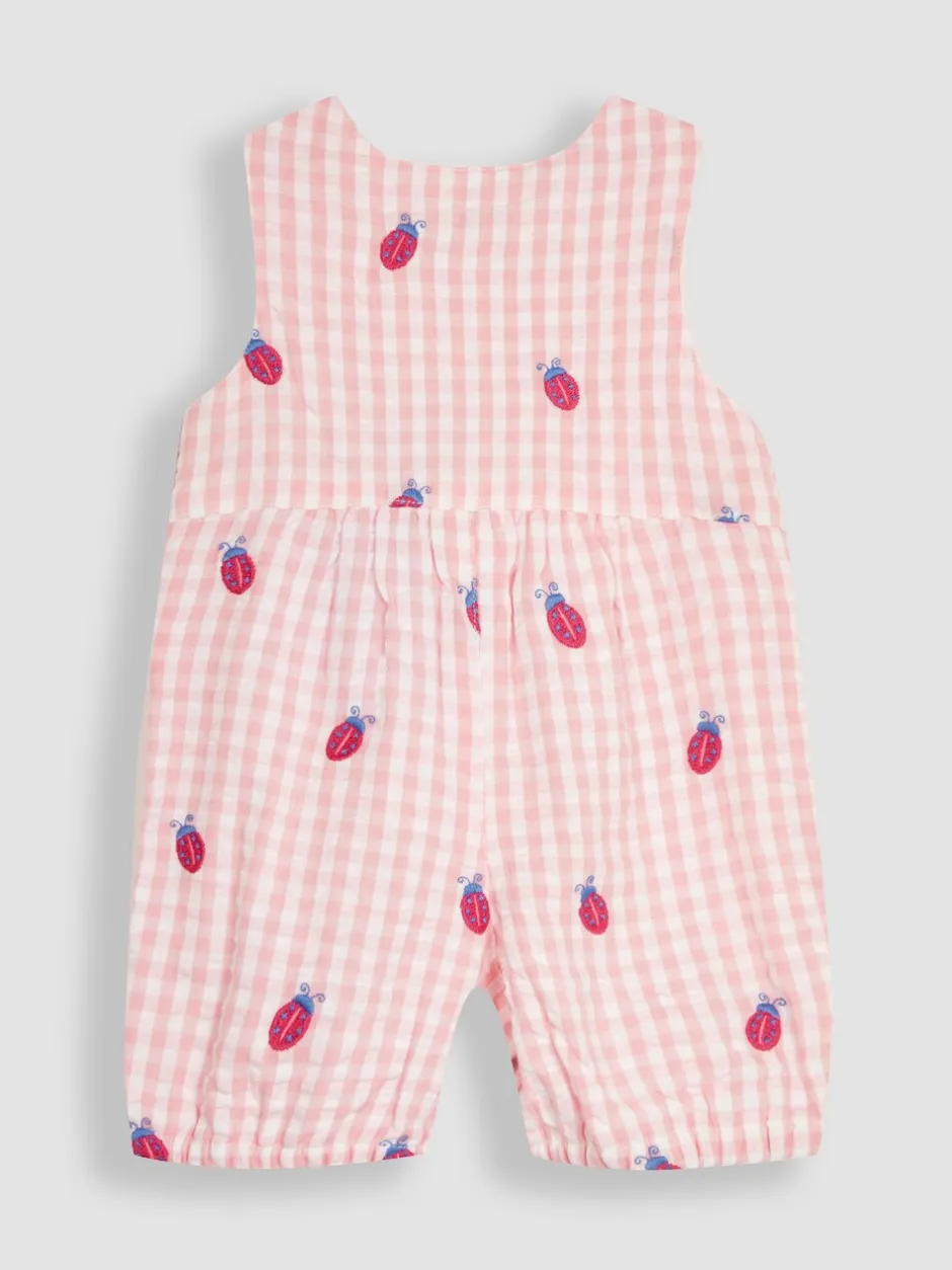 Tuinbroeken|Jojo Maman Bébé - Gingham tuinbroek met borduursel