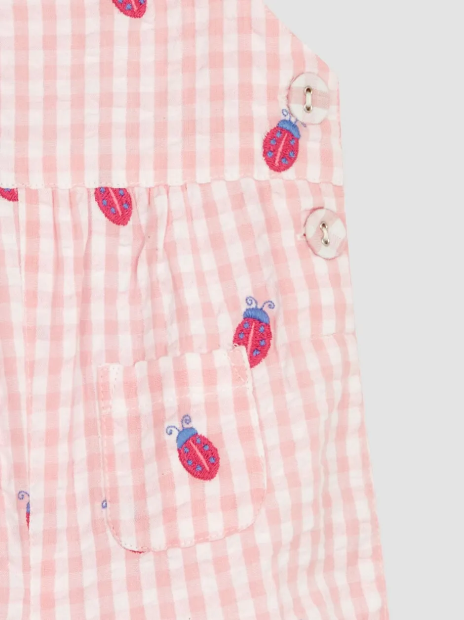 Tuinbroeken|Jojo Maman Bébé - Gingham tuinbroek met borduursel