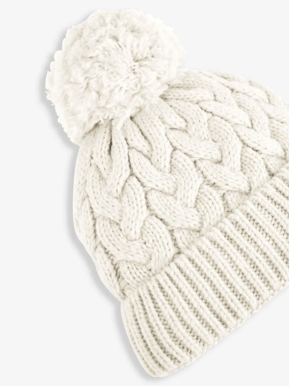 Mutsen, Handschoenen En Sjaals|Jojo Maman Bébé - Grofgebreide kabelmuts met pompon