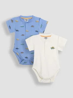 Rompertjes En Hemdjes*Jojo Maman Bébé 2 -Pack Stegosaurus & Effen Korte mouwen Bodysuits