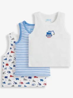 Rompertjes En Hemdjes*Jojo Maman Bébé - Set van 3 hemdjes met graafmachineprint voor jongens