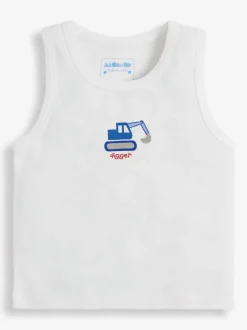 Rompertjes En Hemdjes*Jojo Maman Bébé - Set van 3 hemdjes met graafmachineprint voor jongens