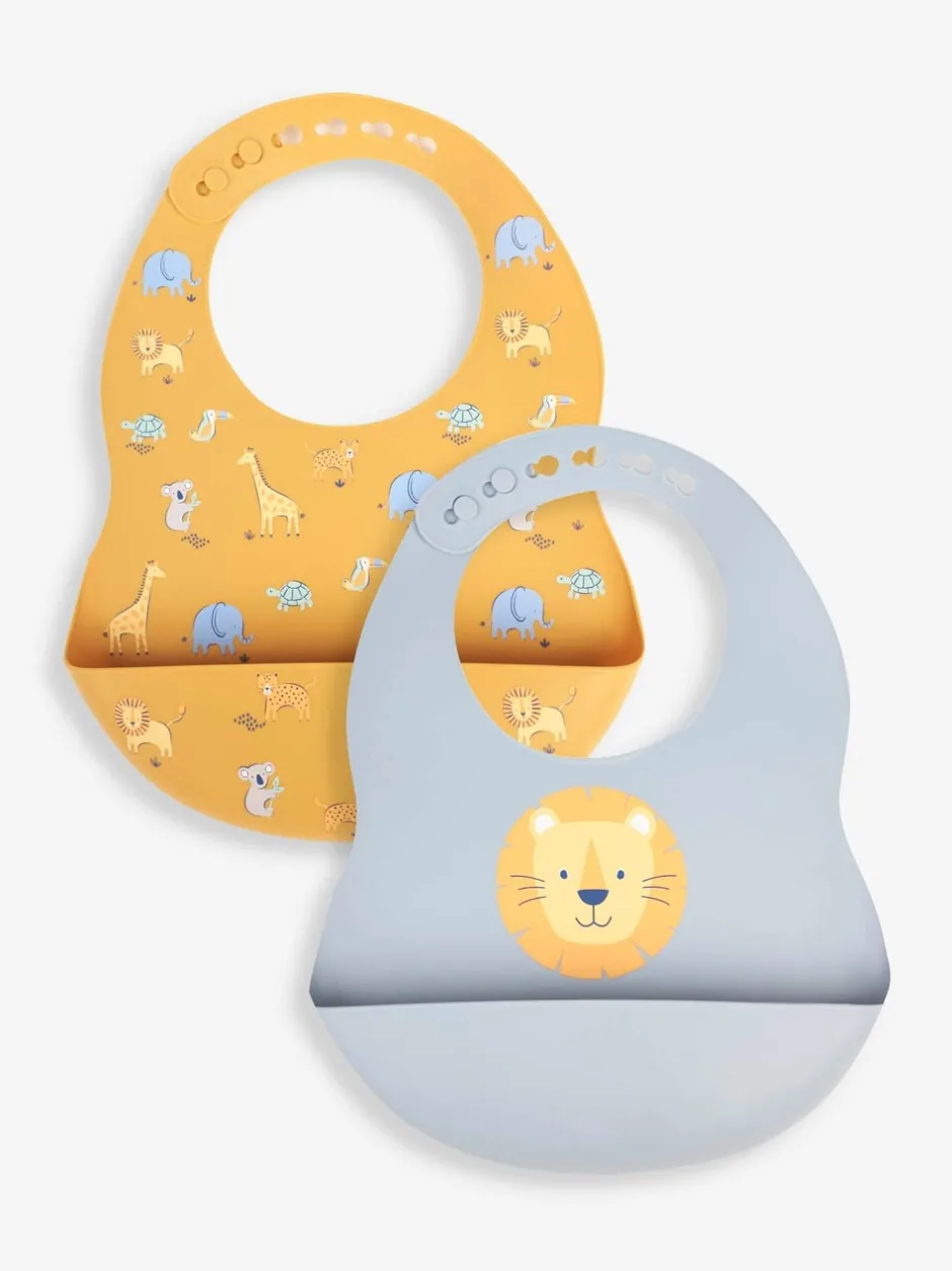 Slabbetjes*Jojo Maman Bébé - Set van 2 siliconen slabbetjes