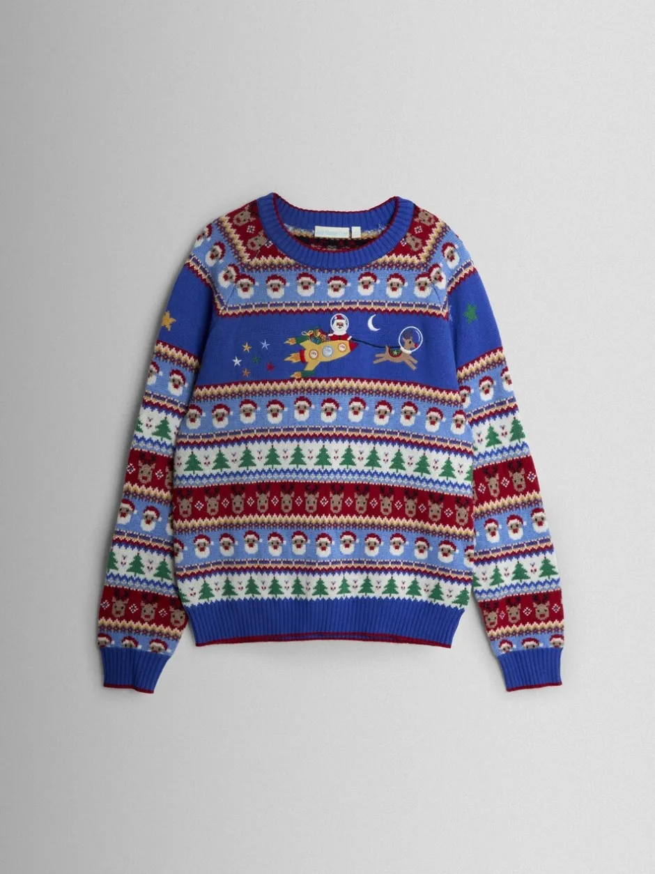 Gebreide Kleding|Jojo Maman Bébé - Trui met kerstman, raket en fairislemotief voor heren