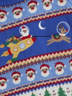 Gebreide Kleding|Jojo Maman Bébé - Trui met kerstman, raket en fairislemotief voor heren