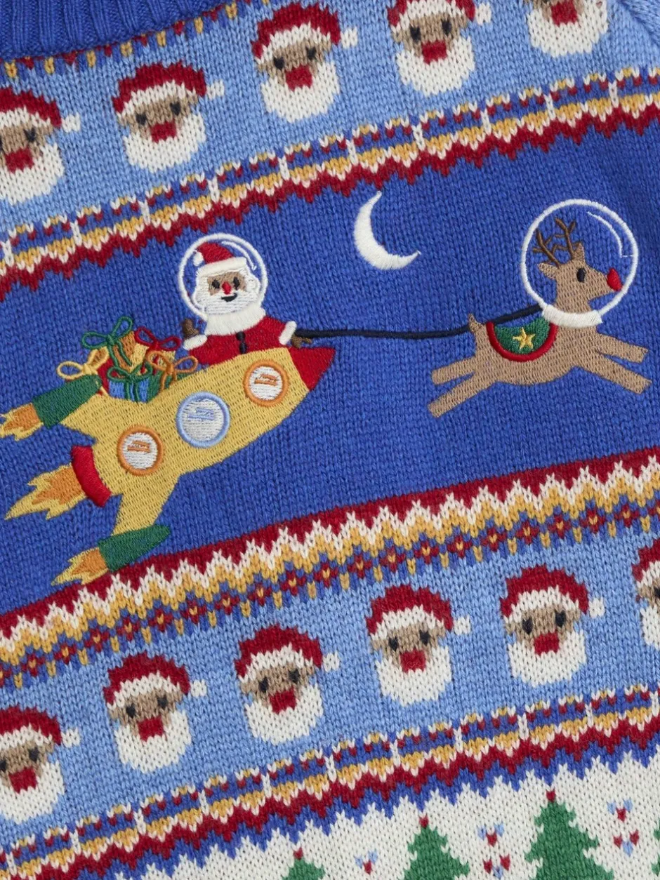 Gebreide Kleding|Jojo Maman Bébé - Trui met kerstman, raket en fairislemotief voor heren