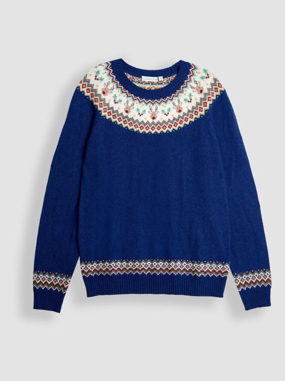 Gebreide Kleding|Jojo Maman Bébé - Trui met rendierprint en fairislemotief voor heren