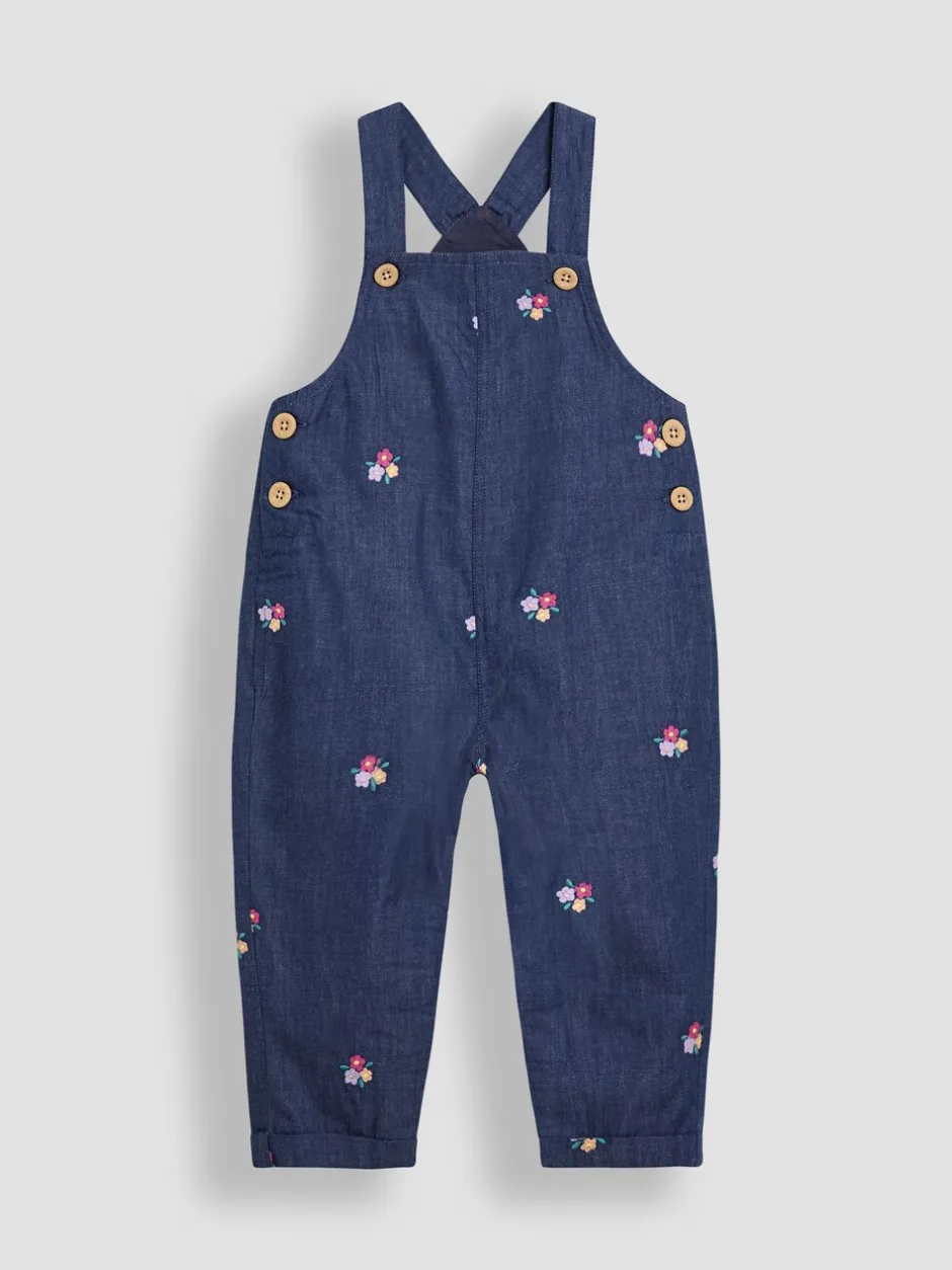 Jumpsuits En Playsuits|Jojo Maman Bébé Chambray Embroidered Dungarees & Rib Top Set