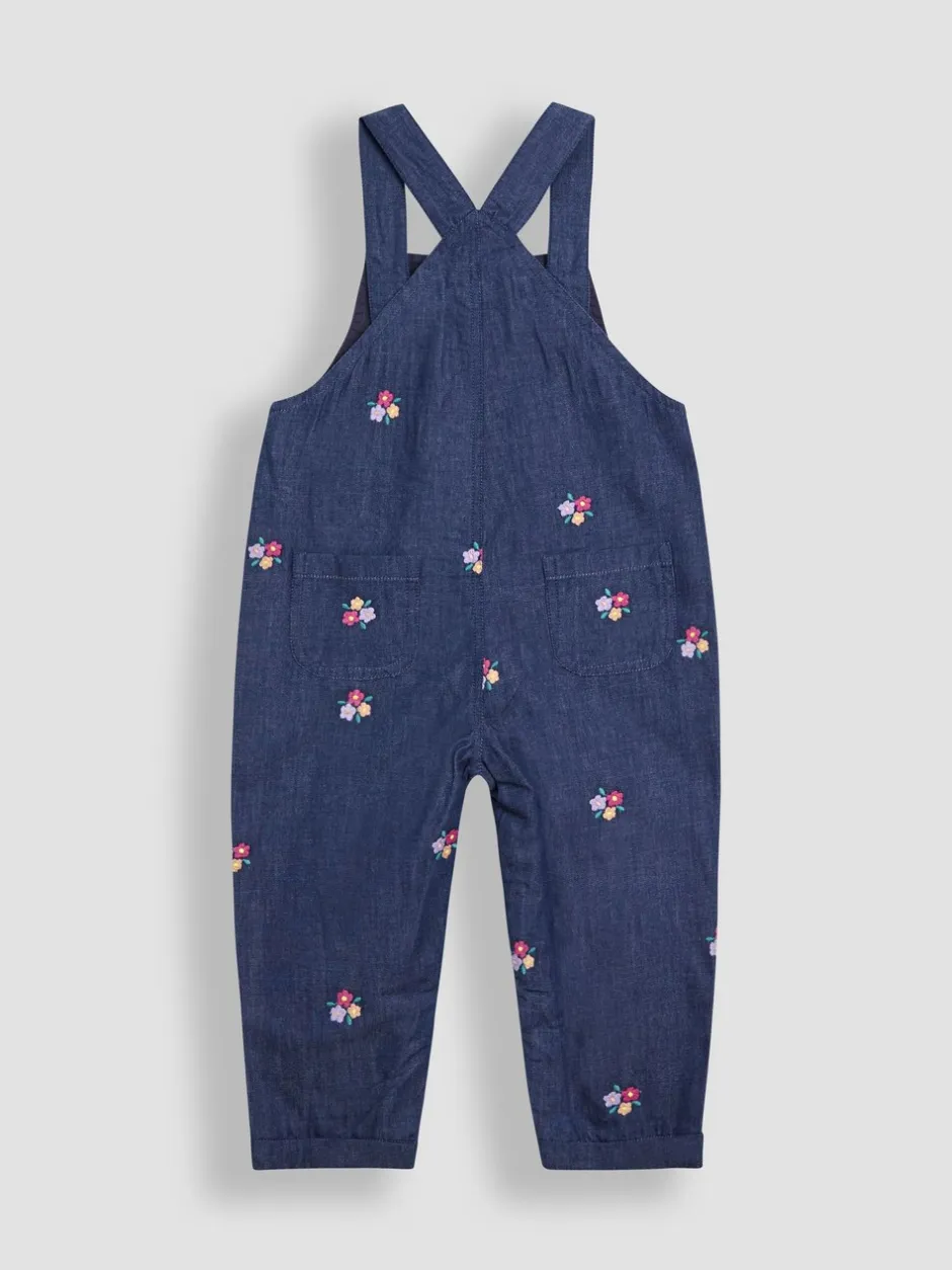 Jumpsuits En Playsuits|Jojo Maman Bébé Chambray Embroidered Dungarees & Rib Top Set