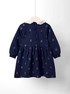 Jurken*Jojo Maman Bébé Crochet Collar Embroidered Sweat Dress