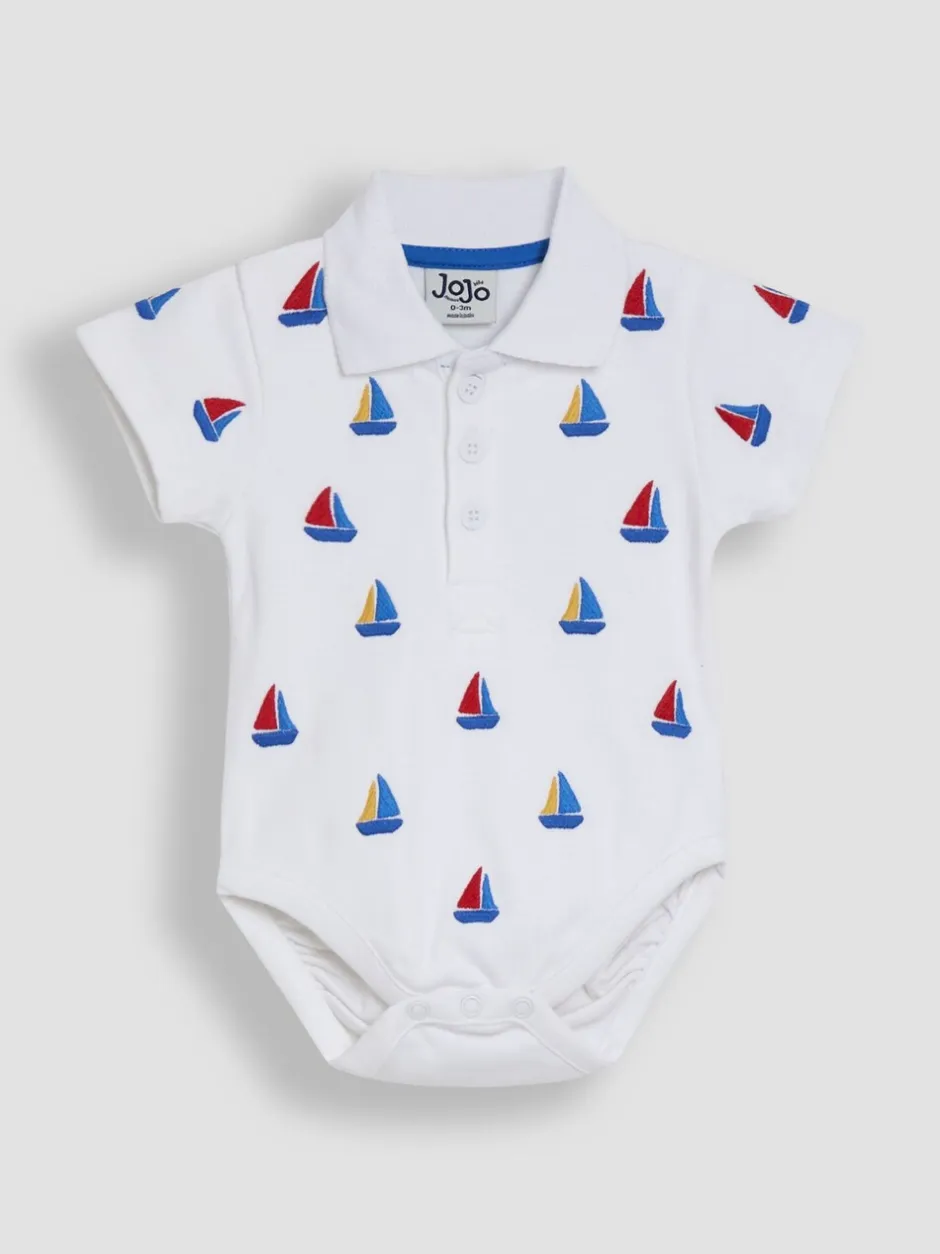 Rompertjes En Hemdjes|Jojo Maman Bébé Embroidered Polo Shirt Bodysuit