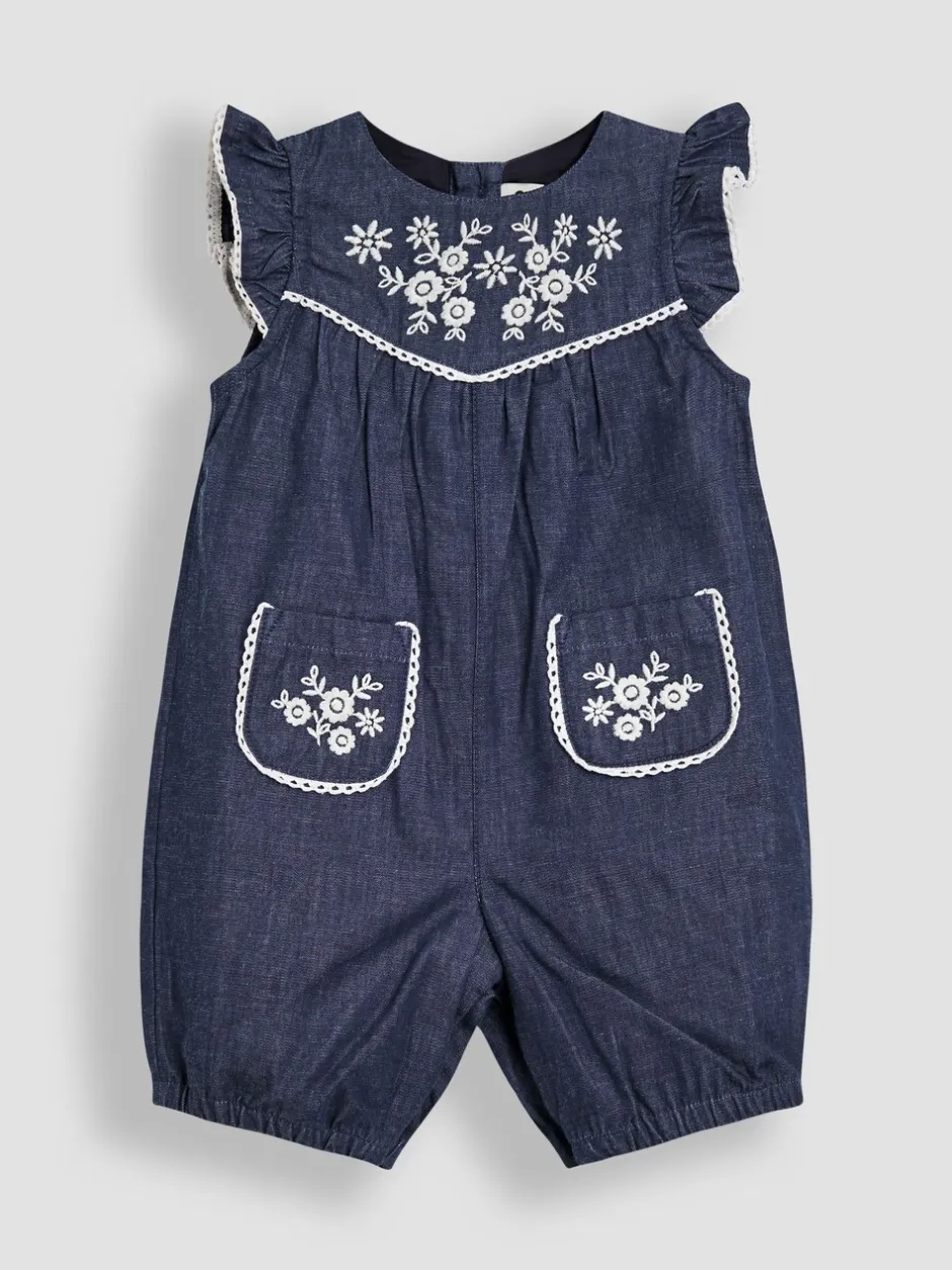 Jumpsuits En Playsuits*Jojo Maman Bébé Embroidered Chambray Dungarees & Top Set