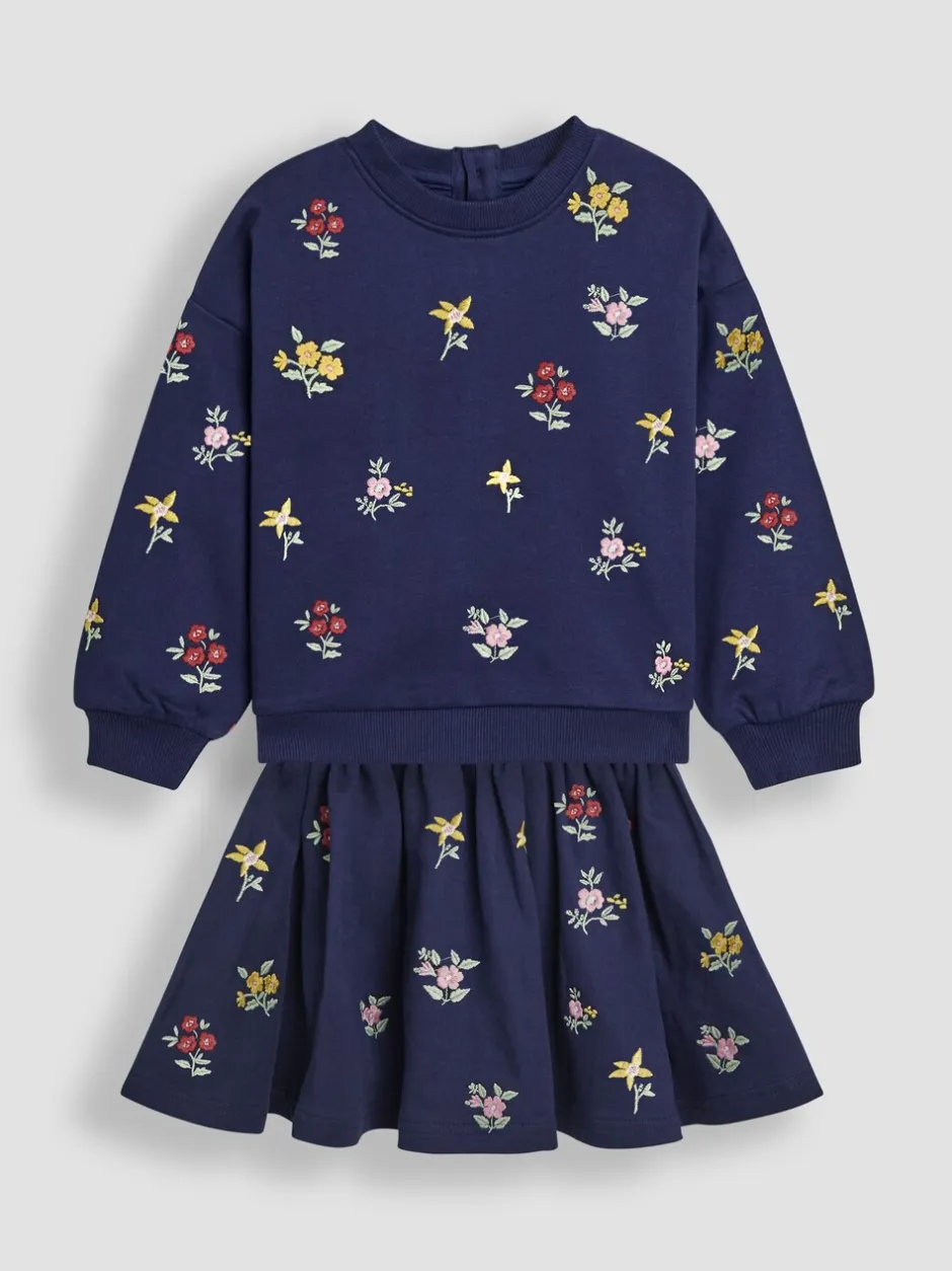 Shorts En Rokken|Jojo Maman Bébé Embroidered Sweatshirt & Skirt Set