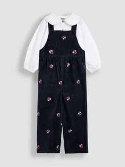 Jumpsuits En Playsuits*Jojo Maman Bébé Embroidered Cord Dungarees & Blouse Set