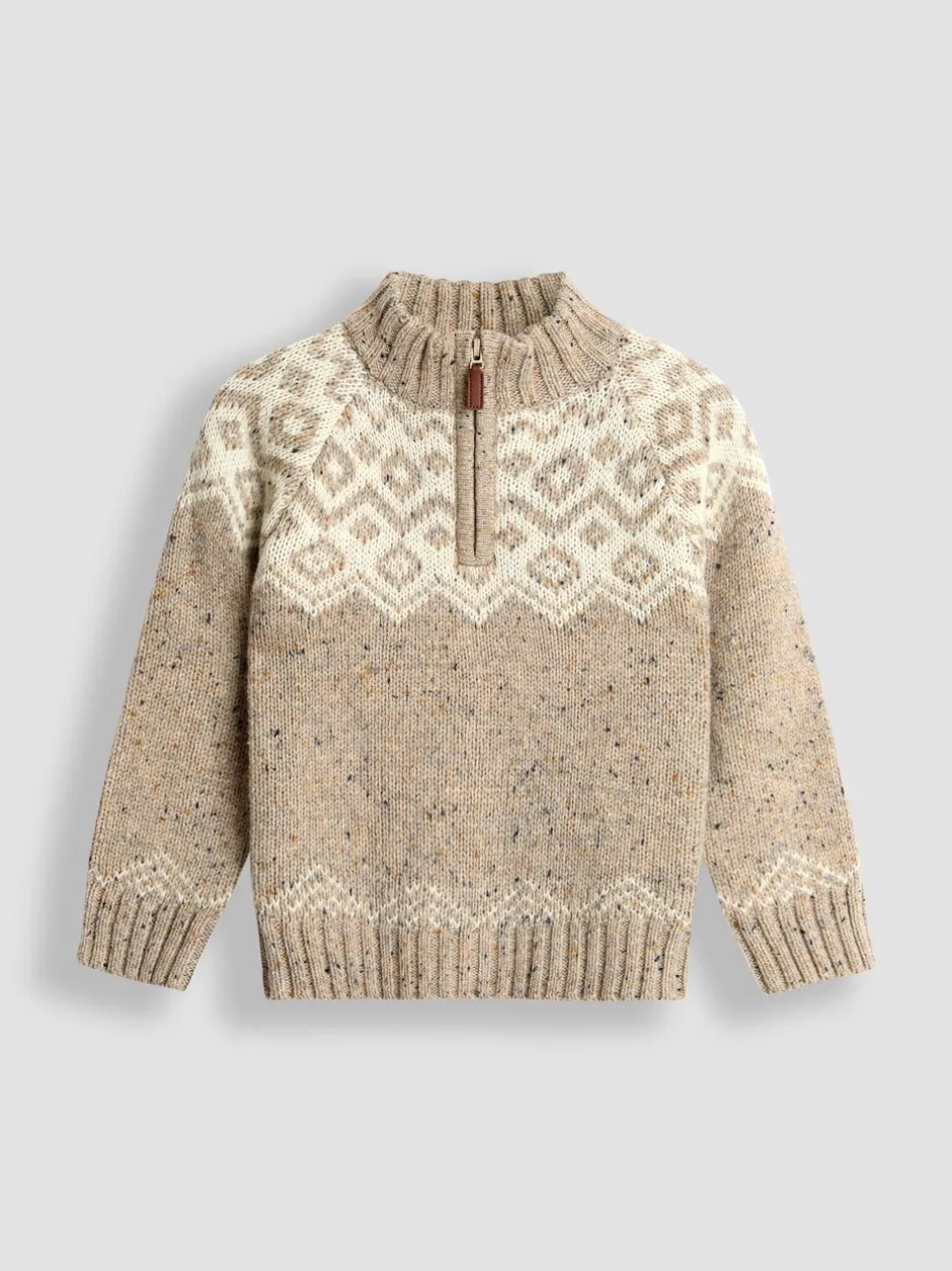 Gelegenheidskleding|Truien En Breisels*Jojo Maman Bébé Fair Isle gebreide trui met halve rits