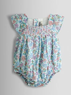 Rompertjes En Tuinbroeken|Jojo Maman Bébé Floral Smocked Bubble Romper and Headband Set