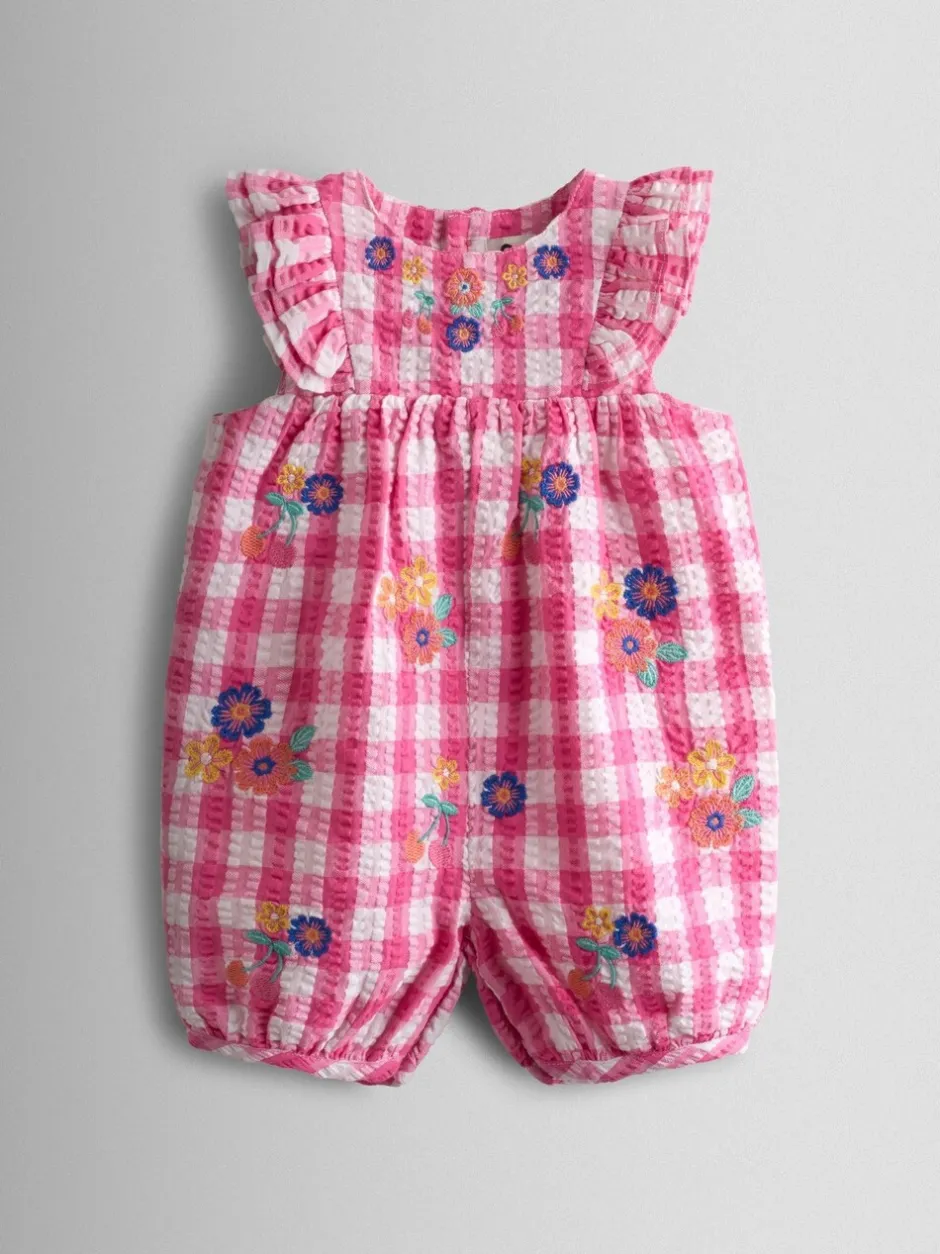 Jumpsuits En Playsuits*Jojo Maman Bébé Frill Shoulder Embroidered Romper