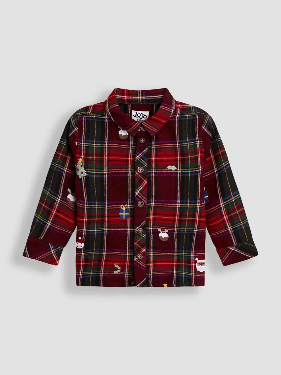 Shirts|Jojo Maman Bébé geborduurd Ruit Kerstmis overhemd