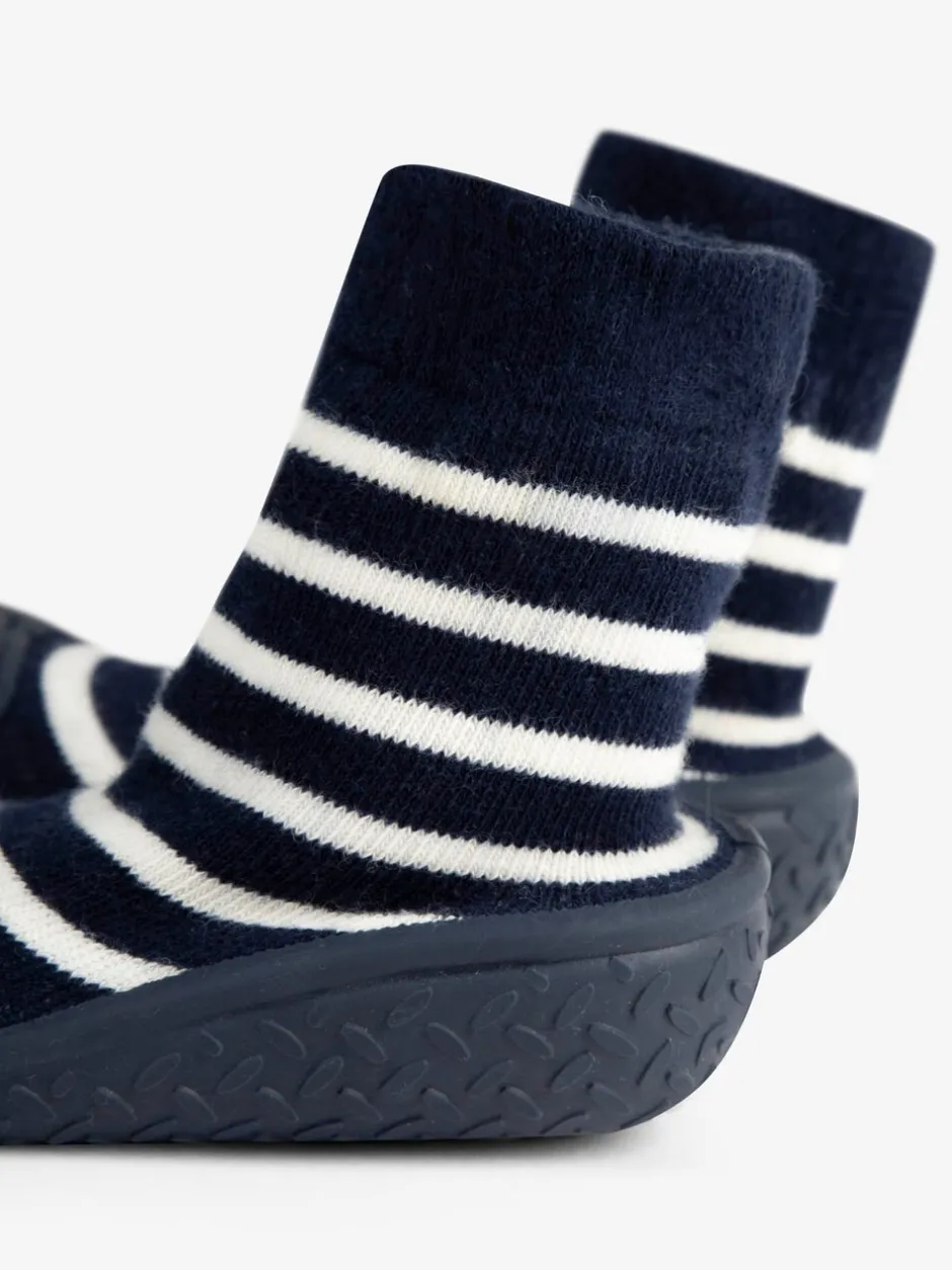 Pantoffels|Jojo Maman Bébé gestreepte pantoffelsokken voor jongens voor binnen en buiten