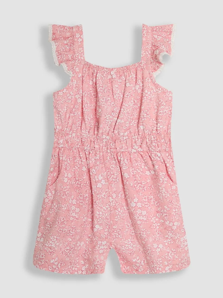 Jumpsuits En Playsuits|Jojo Maman Bébé geweven speelpakje met ruches op de schouder