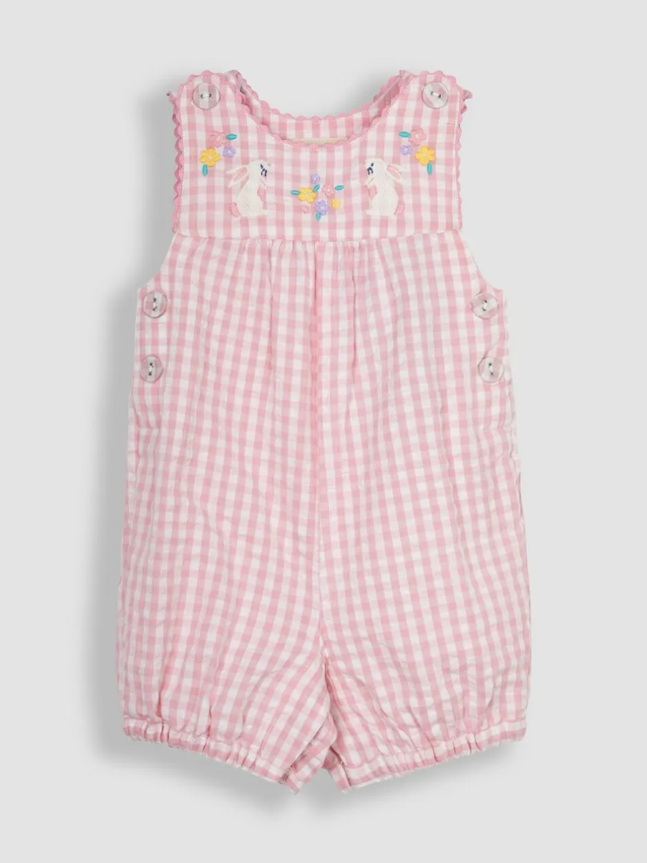 Tuinbroeken|Jojo Maman Bébé gingham tuinbroek met applicatie