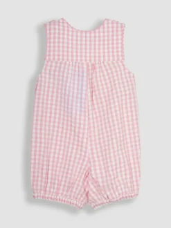 Tuinbroeken|Jojo Maman Bébé gingham tuinbroek met applicatie