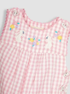 Tuinbroeken|Jojo Maman Bébé gingham tuinbroek met applicatie