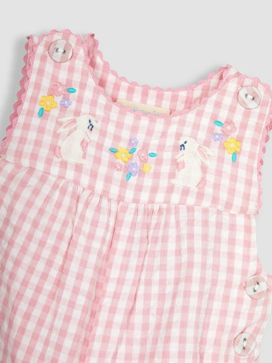 Tuinbroeken|Jojo Maman Bébé gingham tuinbroek met applicatie
