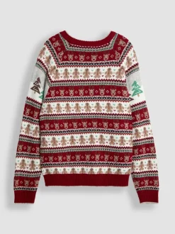 Gebreide Kleding|Jojo Maman Bébé kersttrui met fair isle-motief met kerstsfeer voor heren