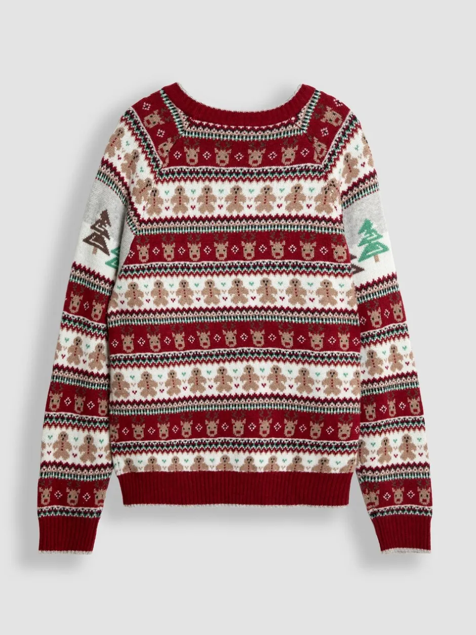 Gebreide Kleding|Jojo Maman Bébé kersttrui met fair isle-motief met kerstsfeer voor heren