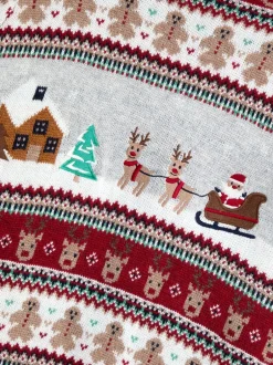 Gebreide Kleding|Jojo Maman Bébé kersttrui met fair isle-motief met kerstsfeer voor heren