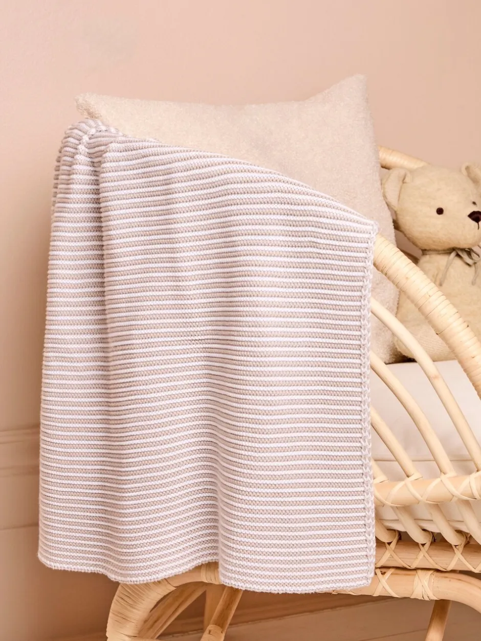 Babyartikelen En Slaapzakken |Jojo Maman Bébé Knitted Stripe Blanket Grey