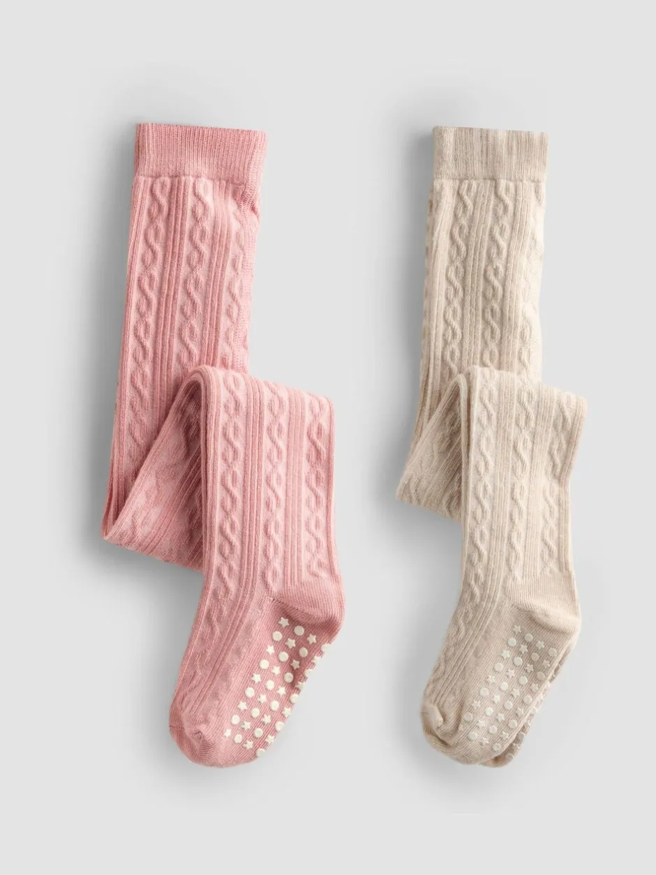 Sokken En Panty's*Jojo Maman Bébé 2-Pack Cotton Rich Cable Tights